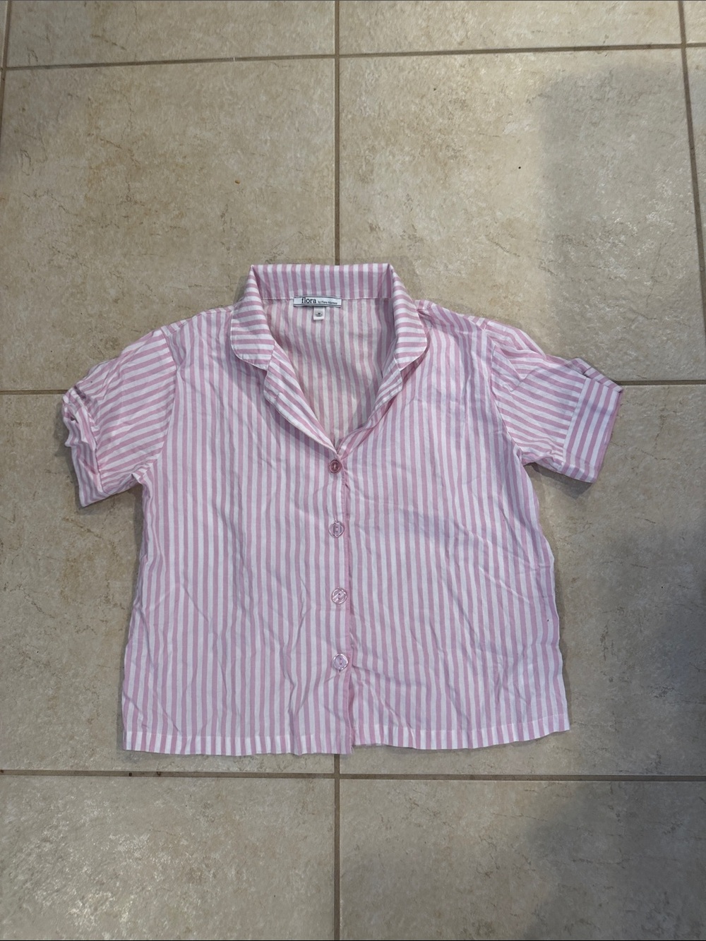 Flora Nikrooz Pink & White Striped Pajama Top